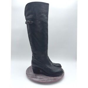 Frye Boots Womens 7.5 B Jane Tall Genuine Leather Buckle Riding Classic Black